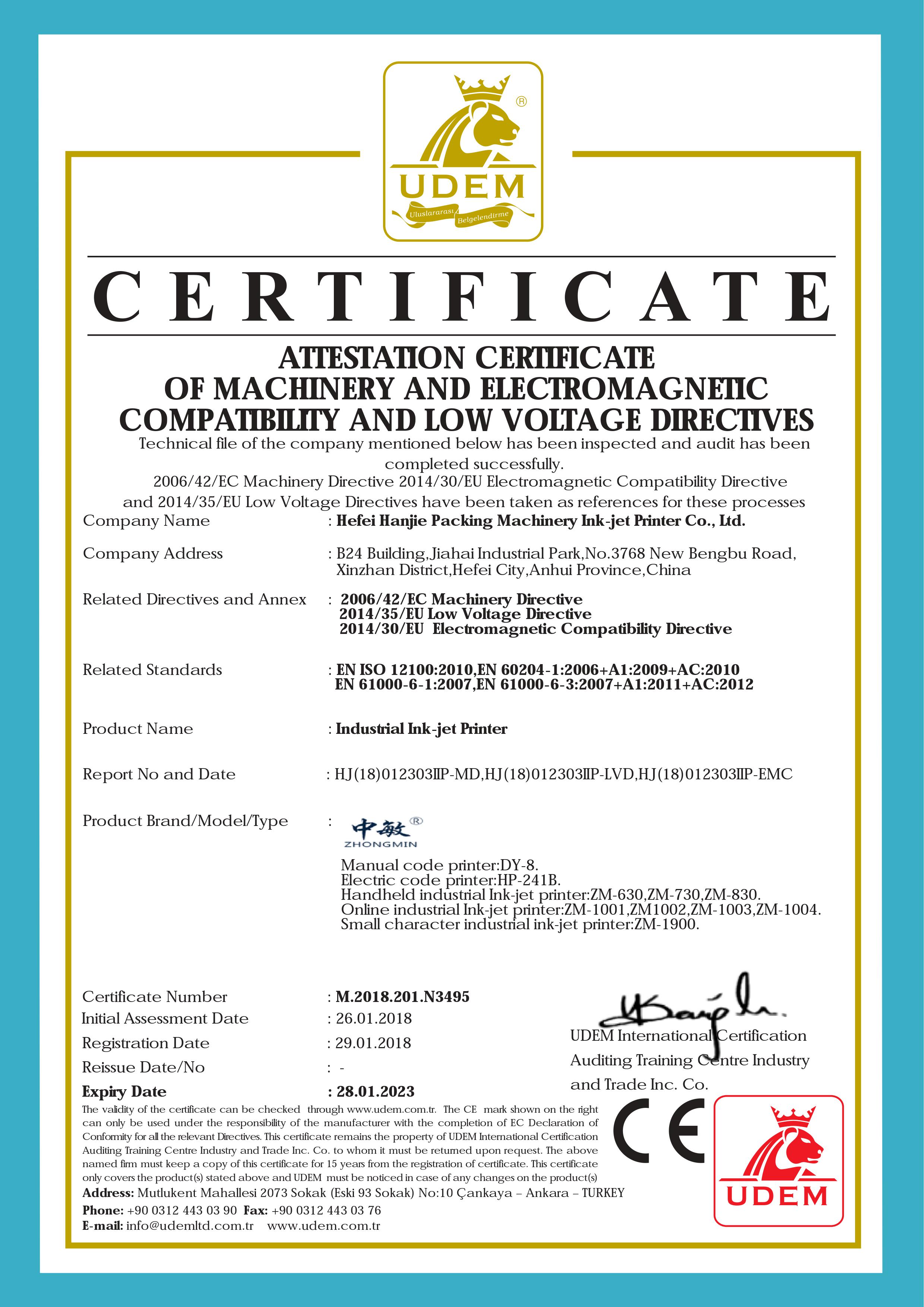inkjet printer CE certification